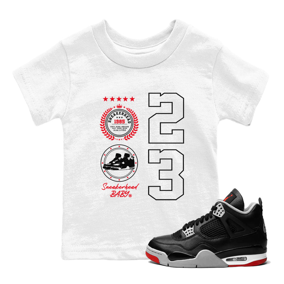 snkmatch Emblem snkmatch Tees Kids - Air Jordan 4 Bred Reimagined