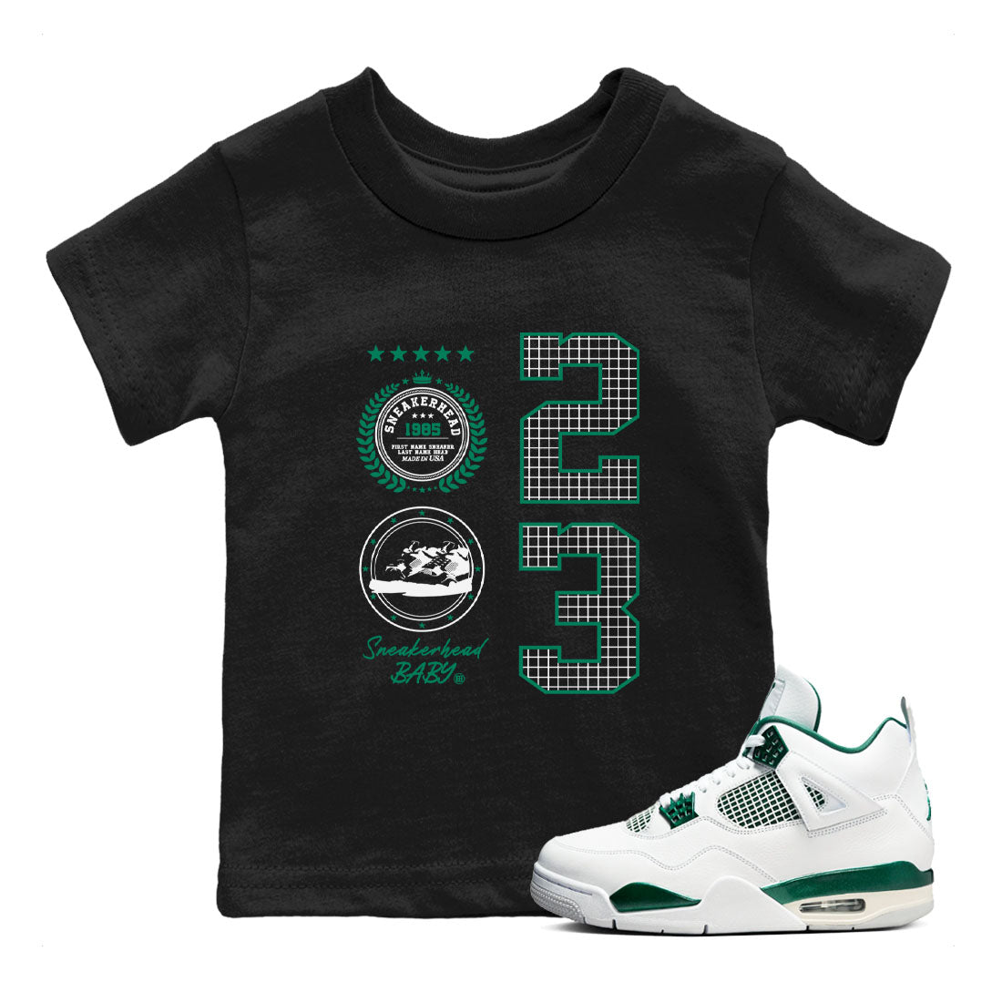 snkmatch Emblem snkmatch Tees Kids - Air Jordan 4 Oxidized Green