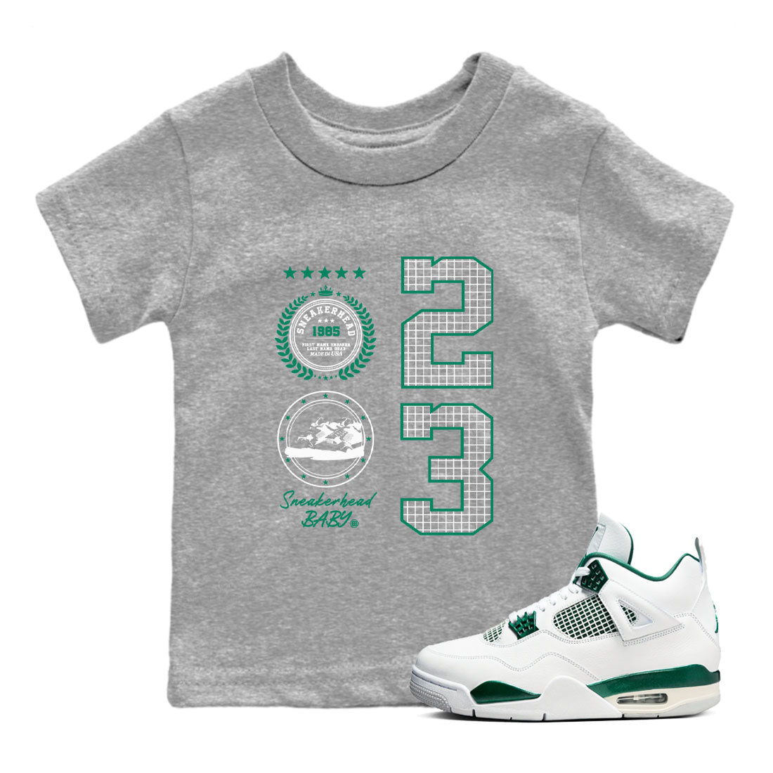 snkmatch Emblem snkmatch Tees Kids - Air Jordan 4 Oxidized Green