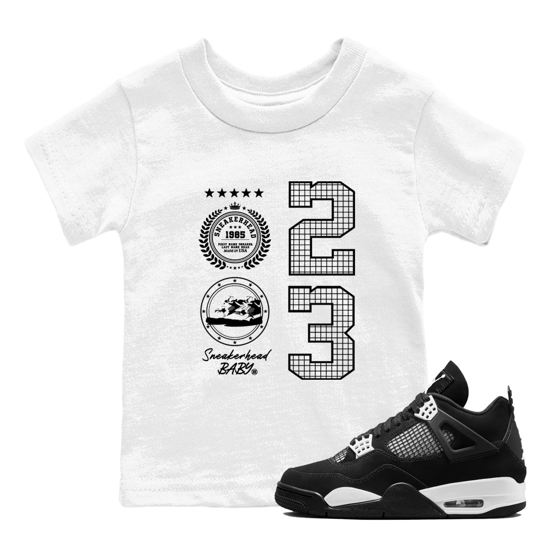 snkmatch Emblem snkmatch Tees Kids - Air Jordan 4 White Thunder