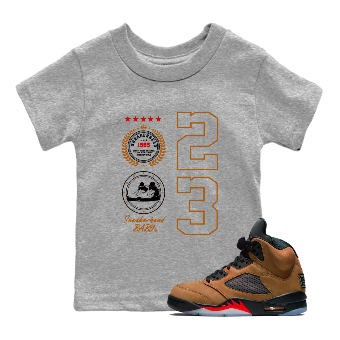 snkmatch Emblem snkmatch Tees Kids - Air Jordan 5 Archaeo Brown