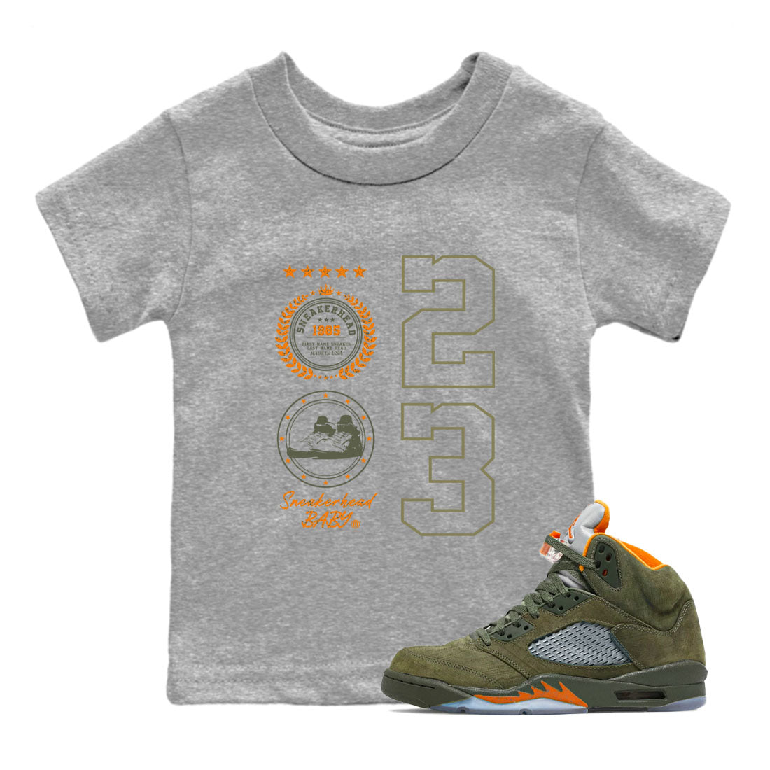 snkmatch Emblem snkmatch Tees Kids - Air Jordan 5 Olive