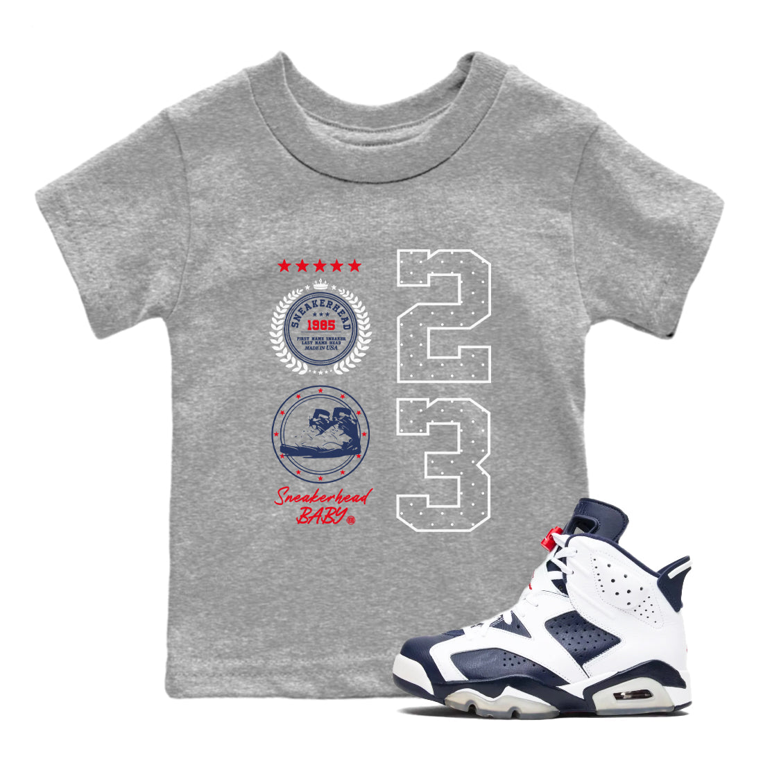 snkmatch Emblem snkmatch Tees Kids - Air Jordan 6 White And Midnight Navy