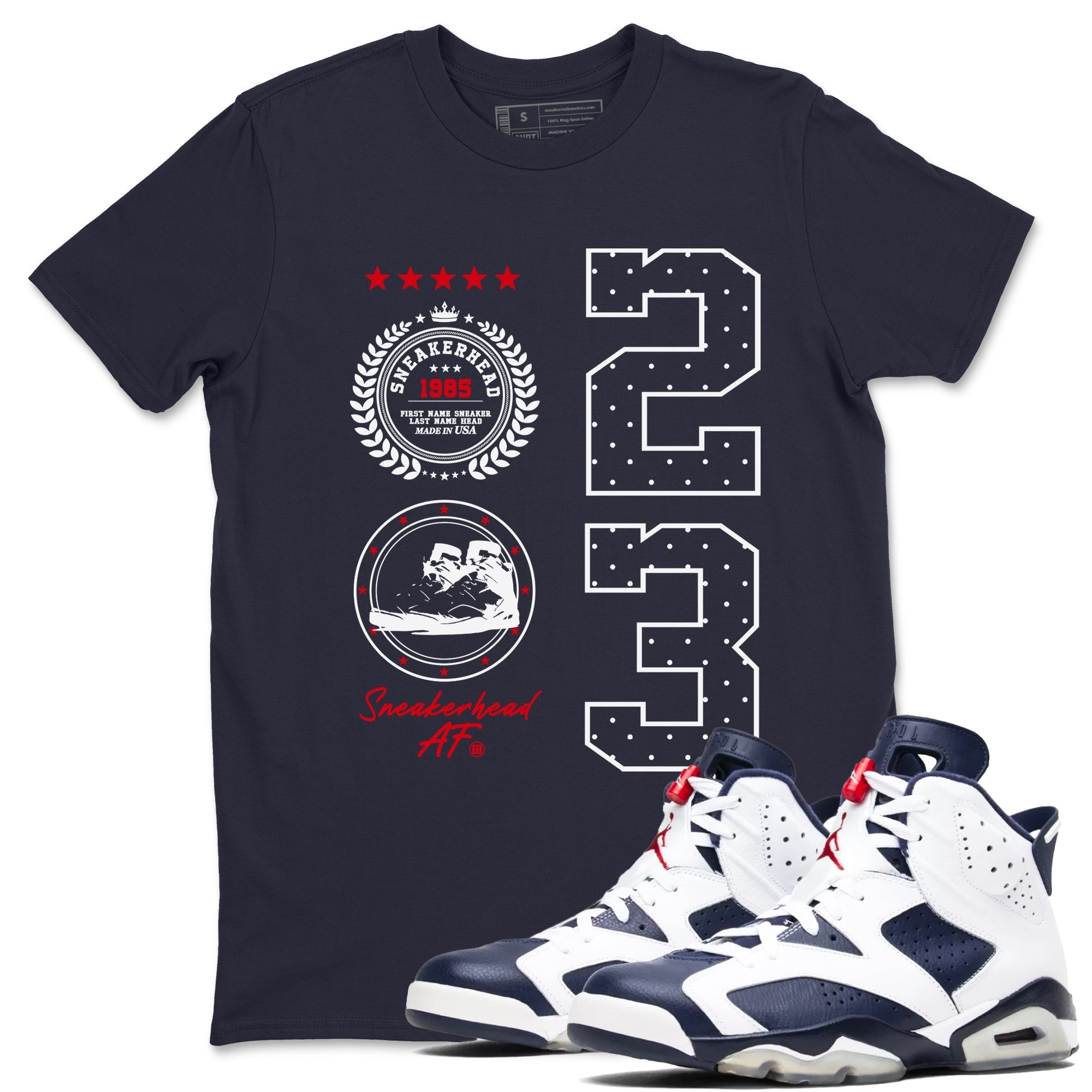 snkmatch Emblem snkmatch Tees - Air Jordan 6 White And Midnight Navy