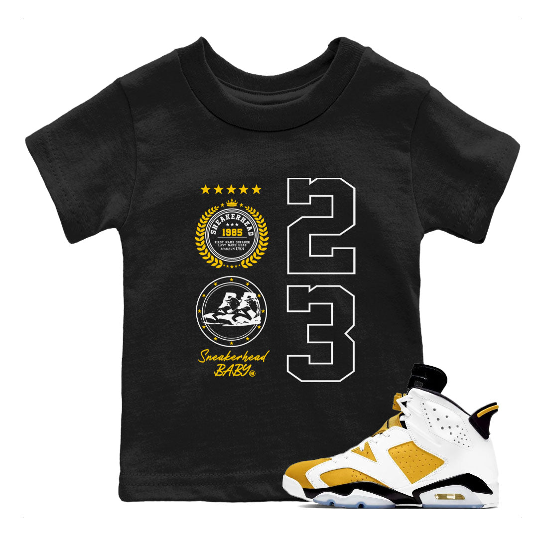 snkmatch Emblem snkmatch Tees Kids - Air Jordan 6 Yellow Ochre