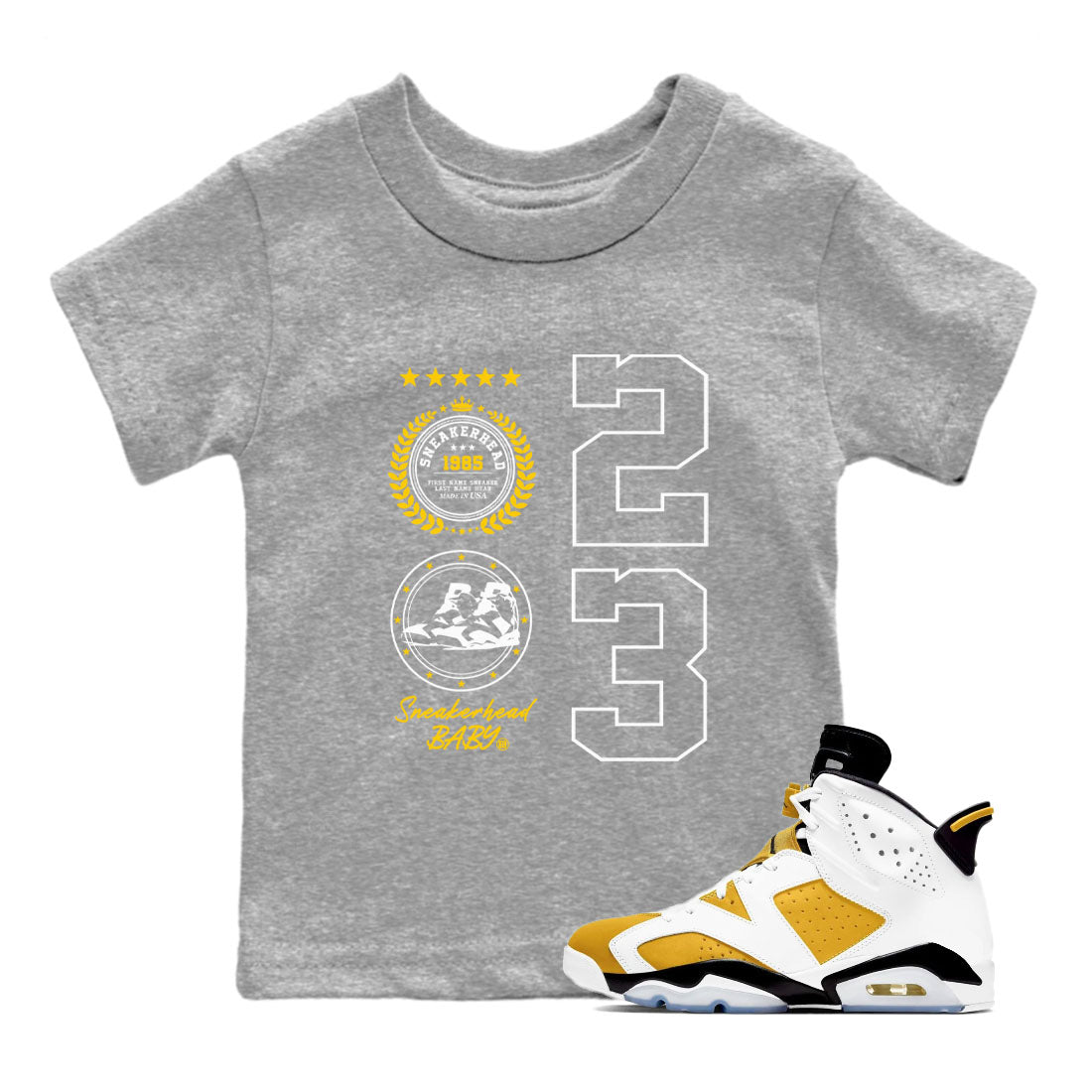 snkmatch Emblem snkmatch Tees Kids - Air Jordan 6 Yellow Ochre