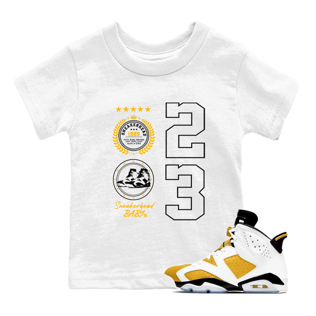 snkmatch Emblem snkmatch Tees Kids - Air Jordan 6 Yellow Ochre