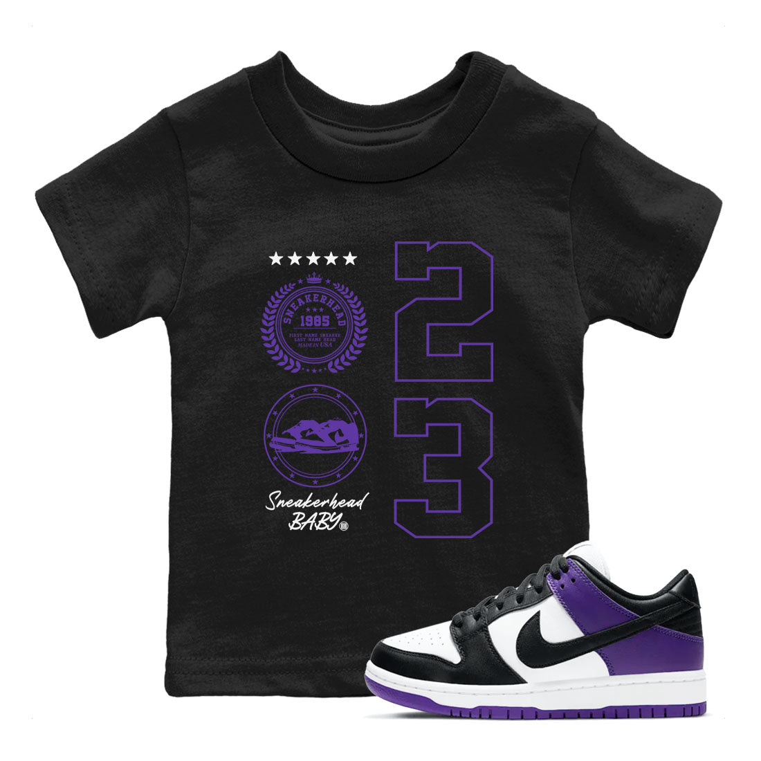 snkmatch Emblem snkmatch Tees Kids - Dunk Low Court Purple