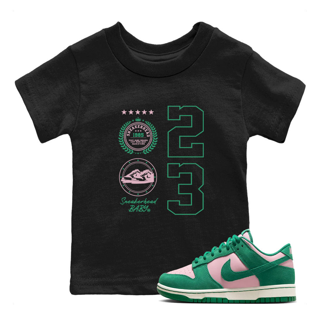 snkmatch Emblem snkmatch Tees Kids - Dunk Medium Soft Pink Malachite
