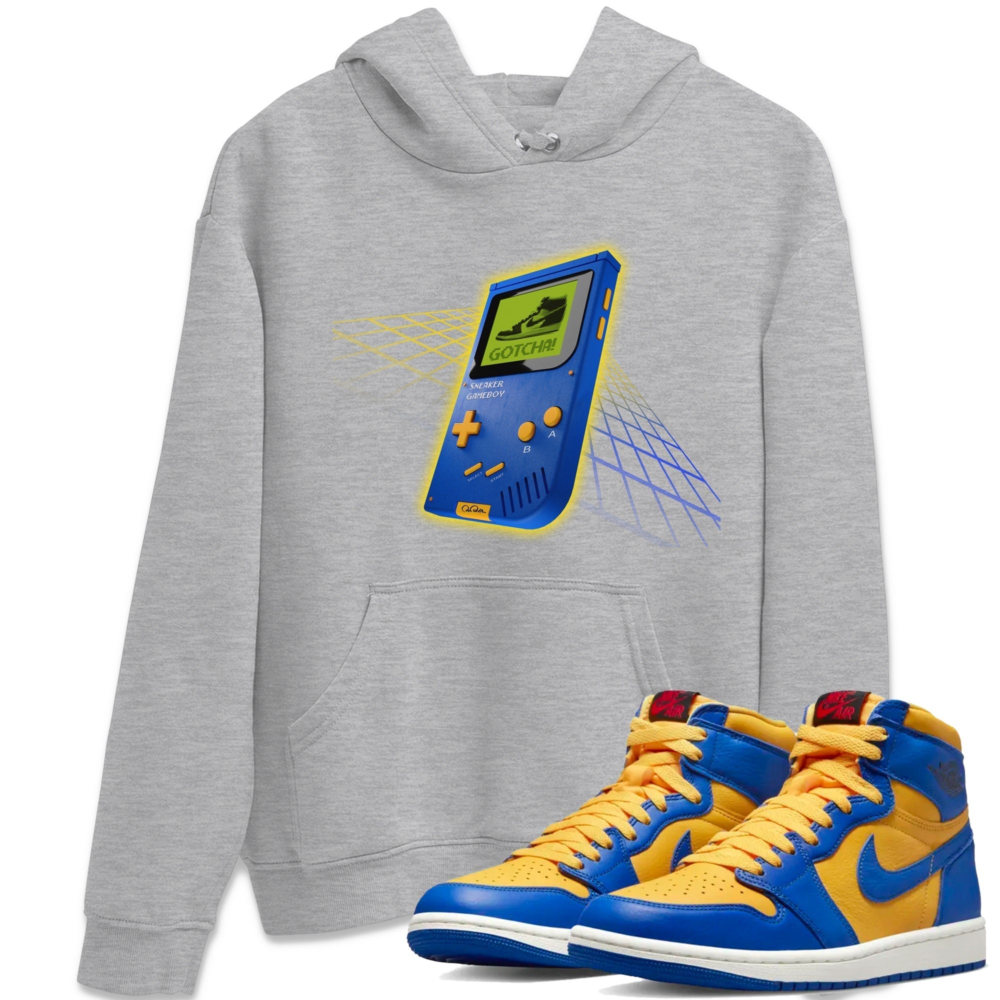 snkmatch Game Boy Unisex Tops - Air Jordan 1 Game Royal Varsity Maize