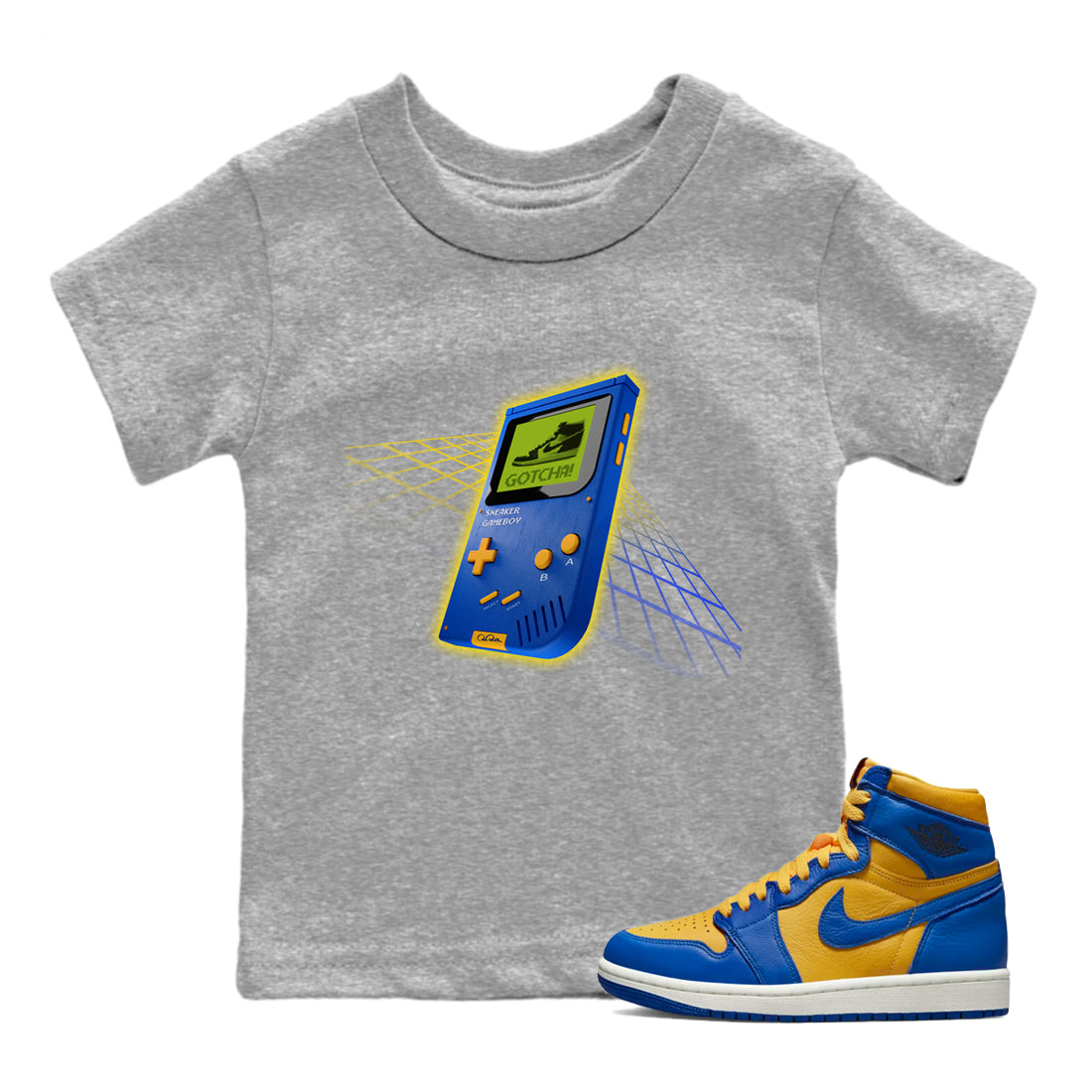 snkmatch Game Boy Kids Tops - Air Jordan 1 Game Royal Varsity Maize