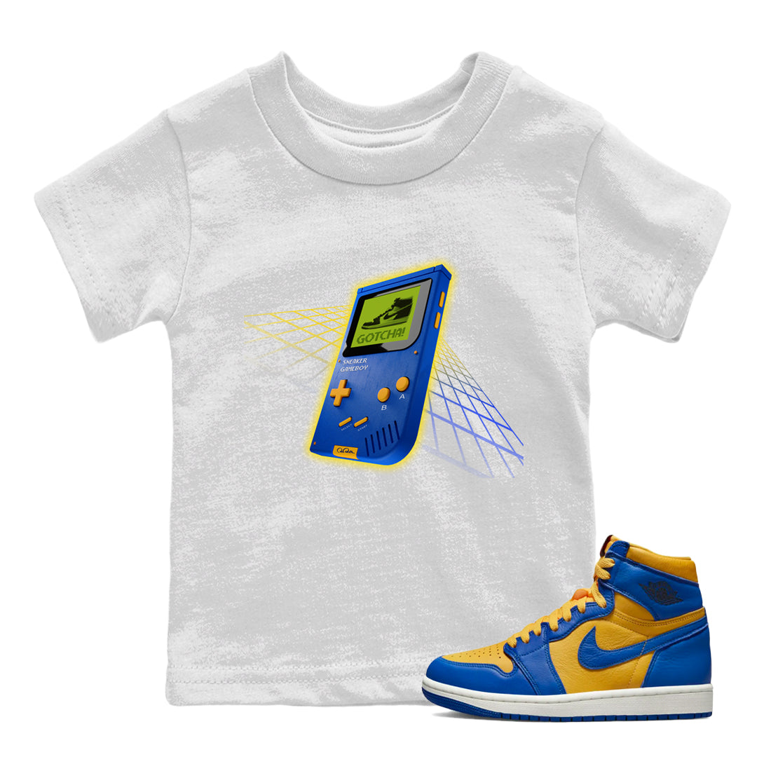 snkmatch Game Boy Kids Tops - Air Jordan 1 Game Royal Varsity Maize