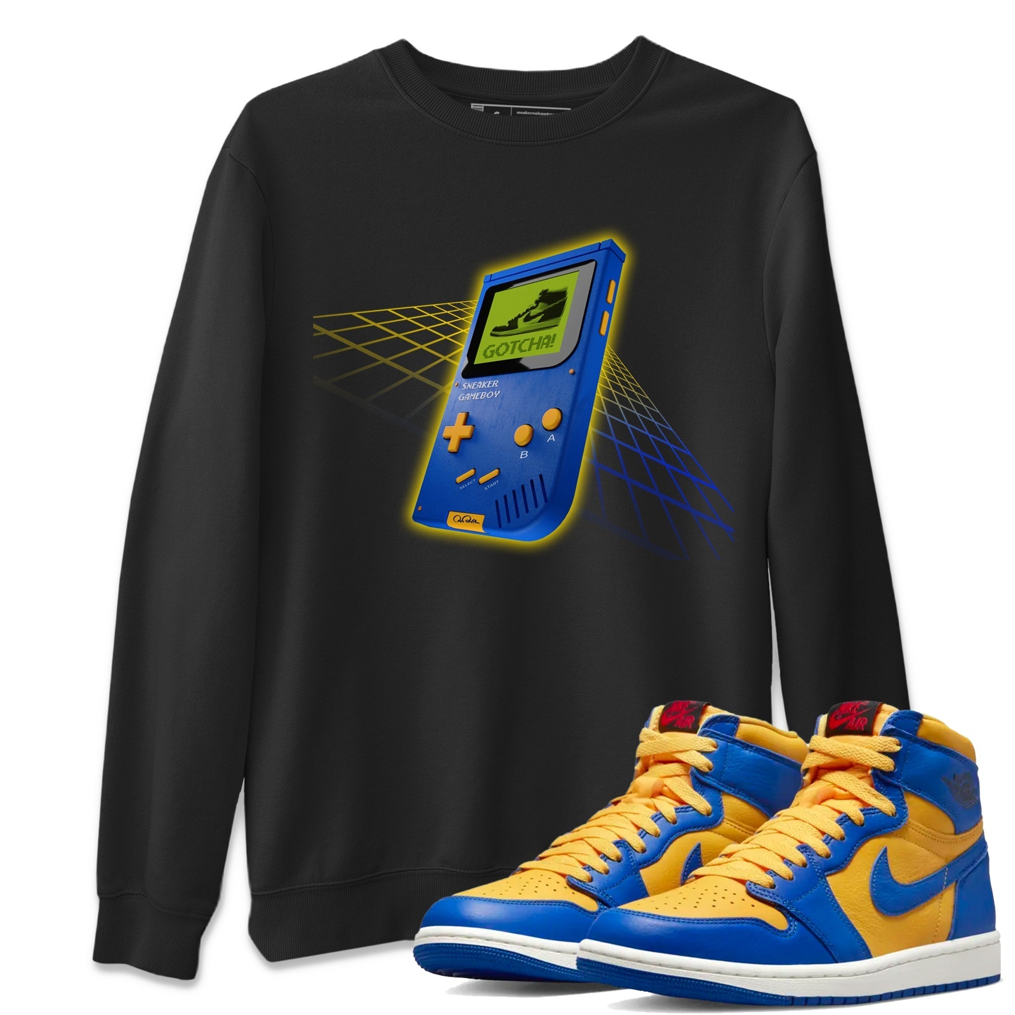snkmatch Game Boy Unisex Tops - Air Jordan 1 Game Royal Varsity Maize
