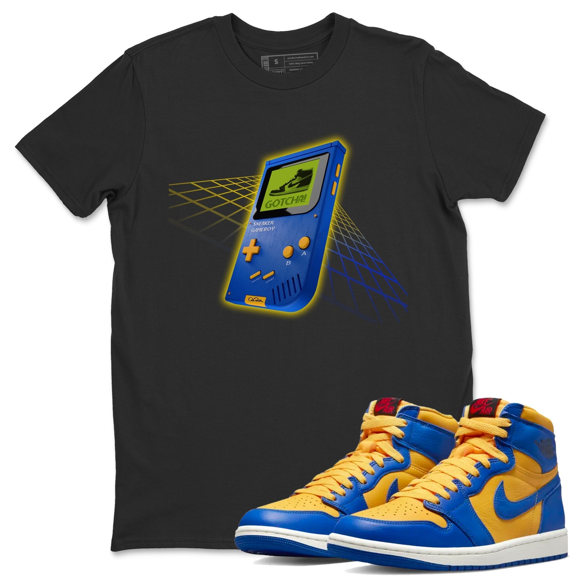 snkmatch Game Boy Unisex Tops - Air Jordan 1 Game Royal Varsity Maize