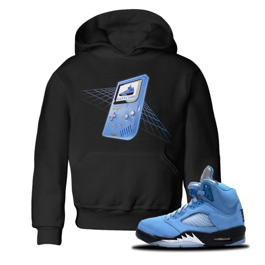 snkmatch Game Boy Kids Tops - Air Jordan 5 UNC