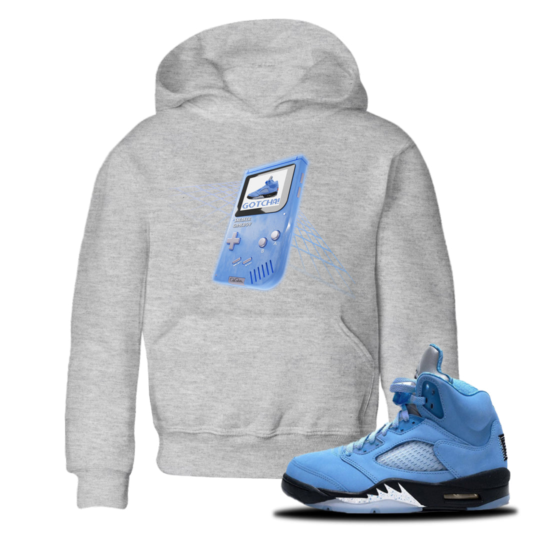 snkmatch Game Boy Kids Tops - Air Jordan 5 UNC