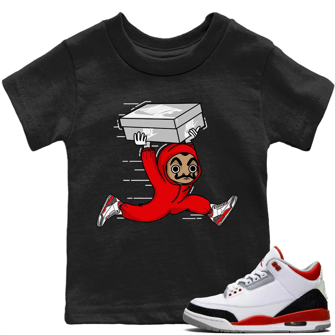 snkmatch Heist Kids Tops - Air Jordan 3 Fire Red