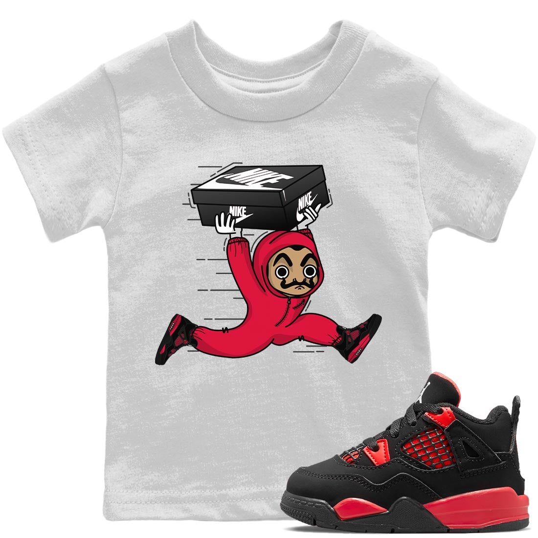snkmatch Heist Kids Tops - Air Jordan 4 Red Thunder