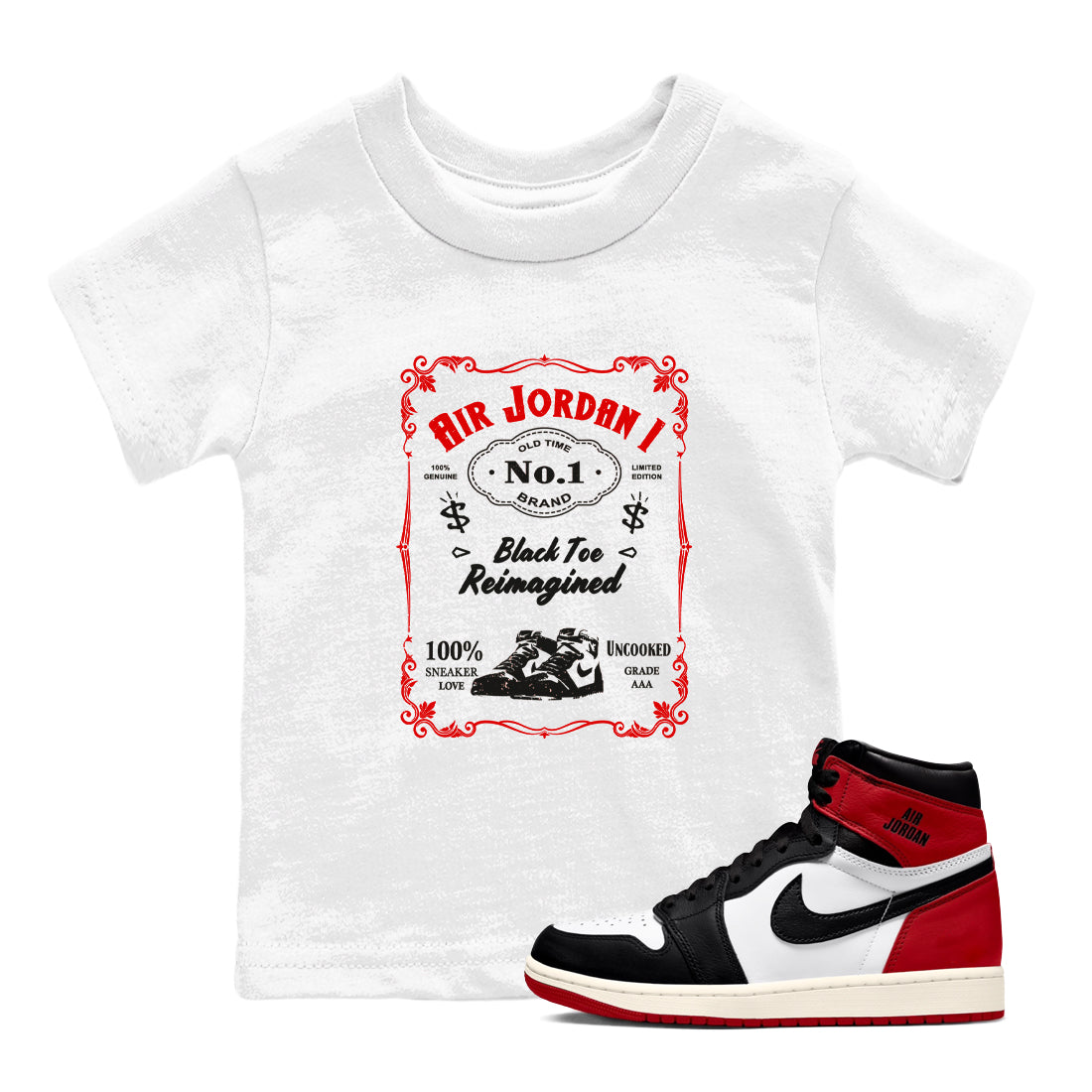 snkmatch Label snkmatch Tees Kids - Air Jordan 1 Black Toe Reimagined