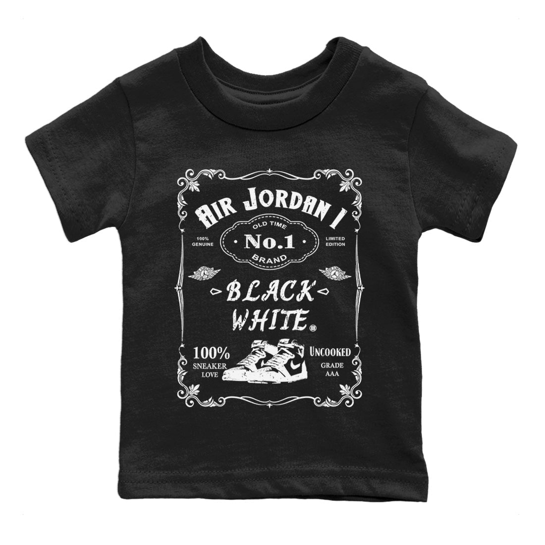 snkmatch Label Kids Tops - Air Jordan 1 Black White