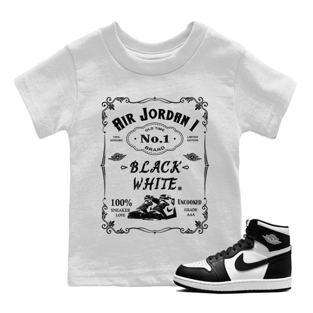 snkmatch Label Kids Tops - Air Jordan 1 Black White