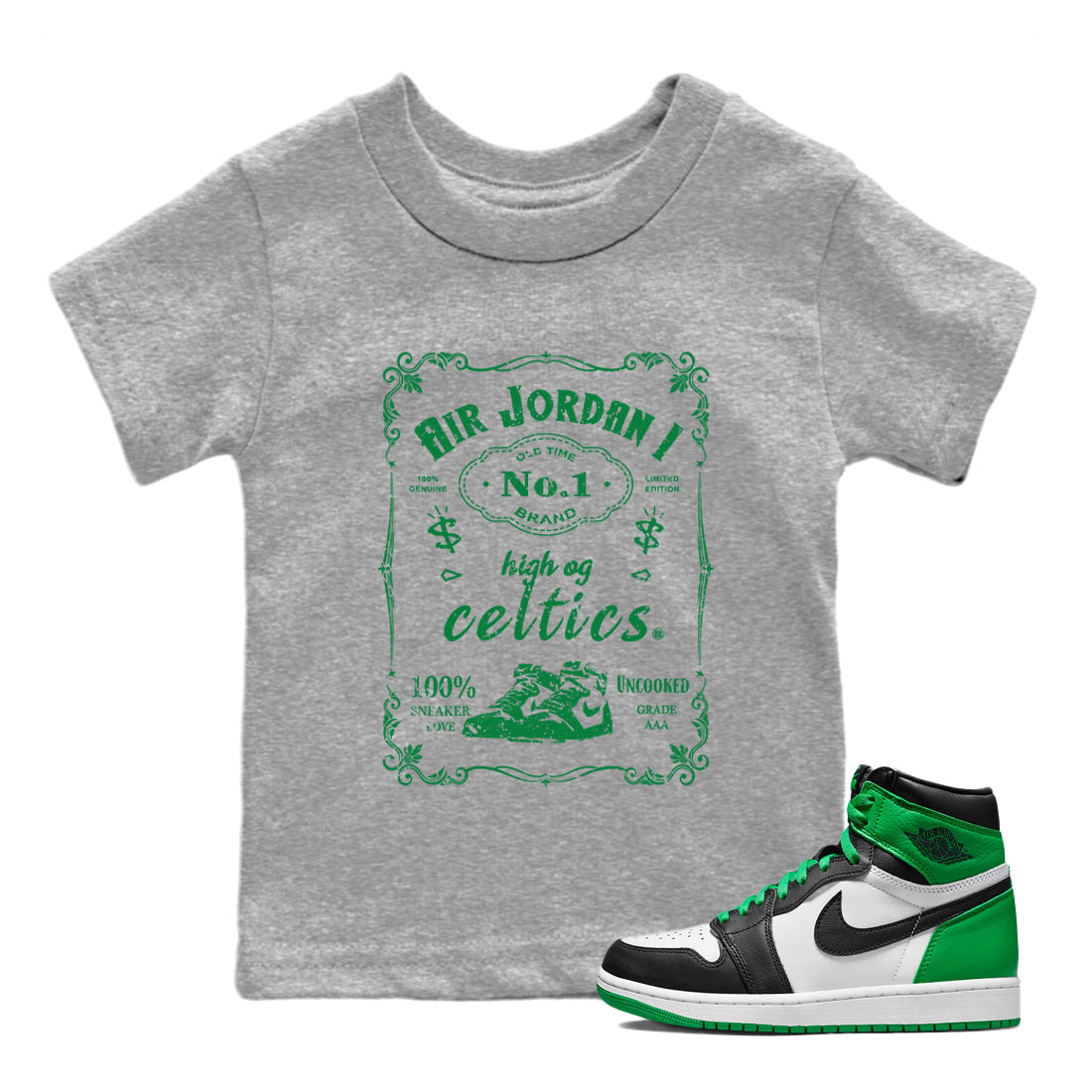 snkmatch Label Kids Tops - Air Jordan 1 Celtics