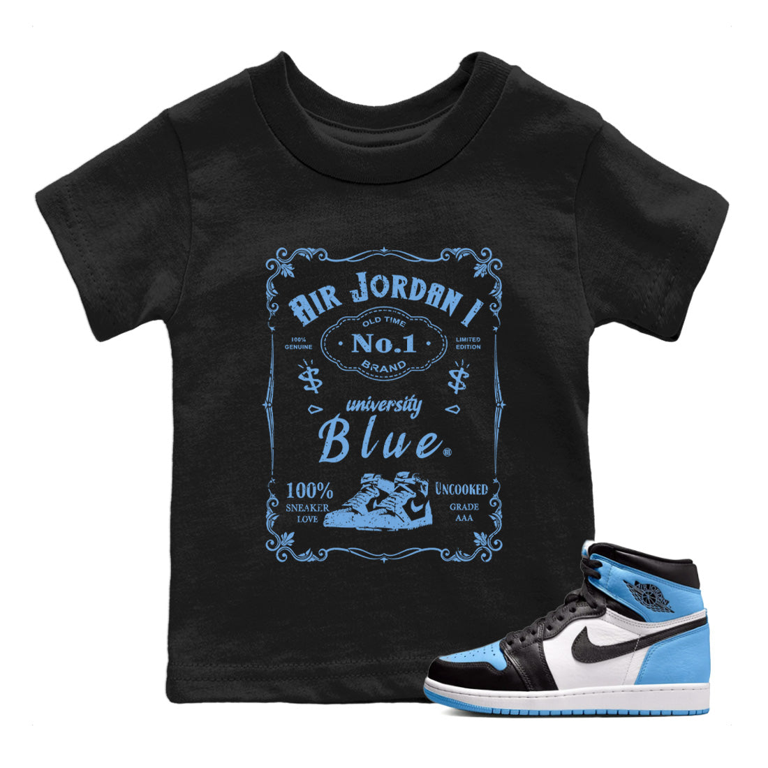 snkmatch Label Kids Tops - Air Jordan 1 UNC Toe