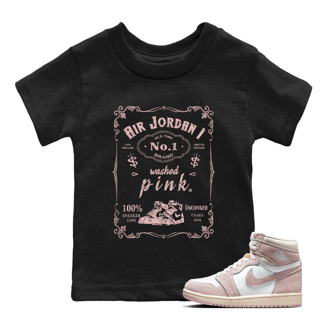 snkmatch Label Kids Tops - Air Jordan 1 Washed Pink