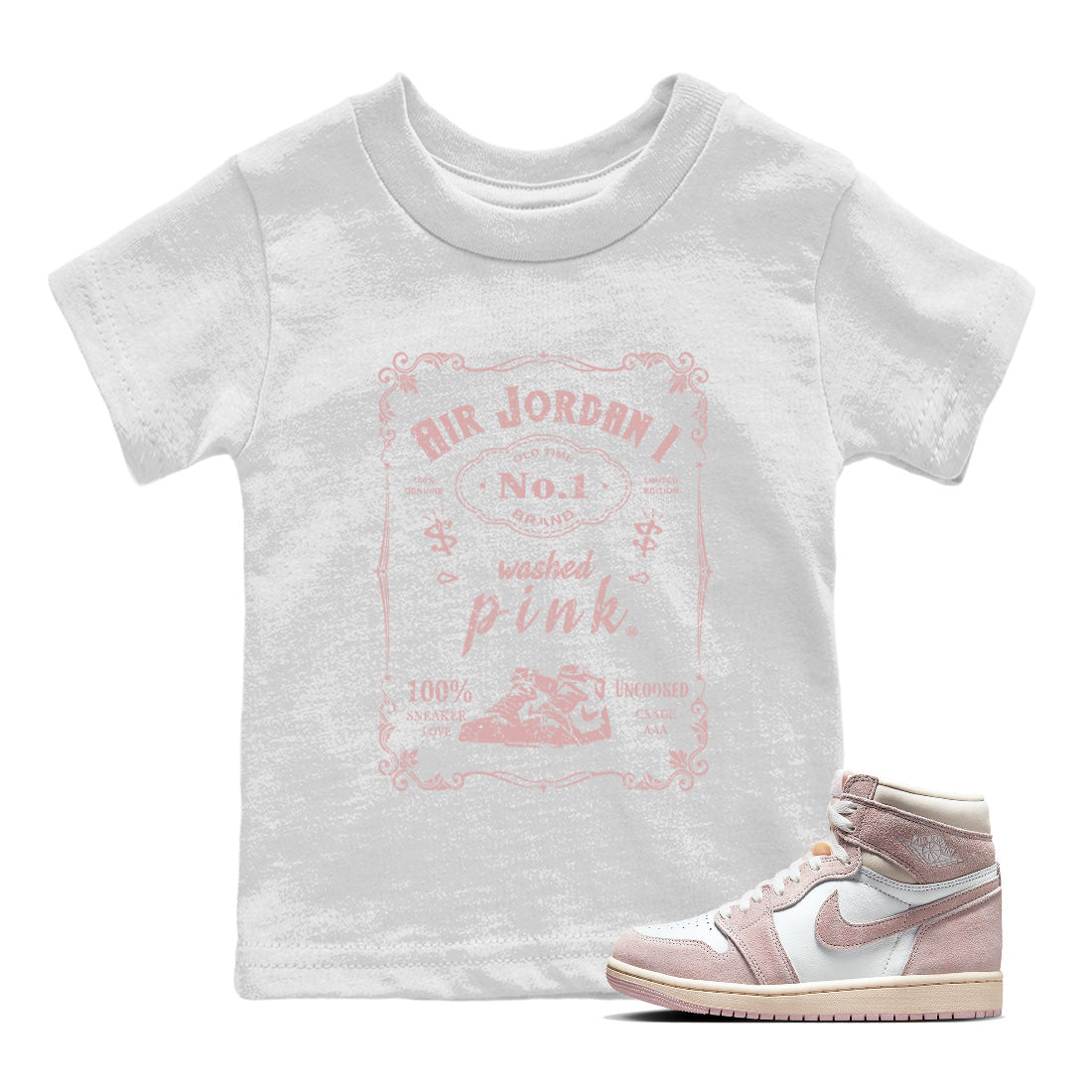 snkmatch Label Kids Tops - Air Jordan 1 Washed Pink