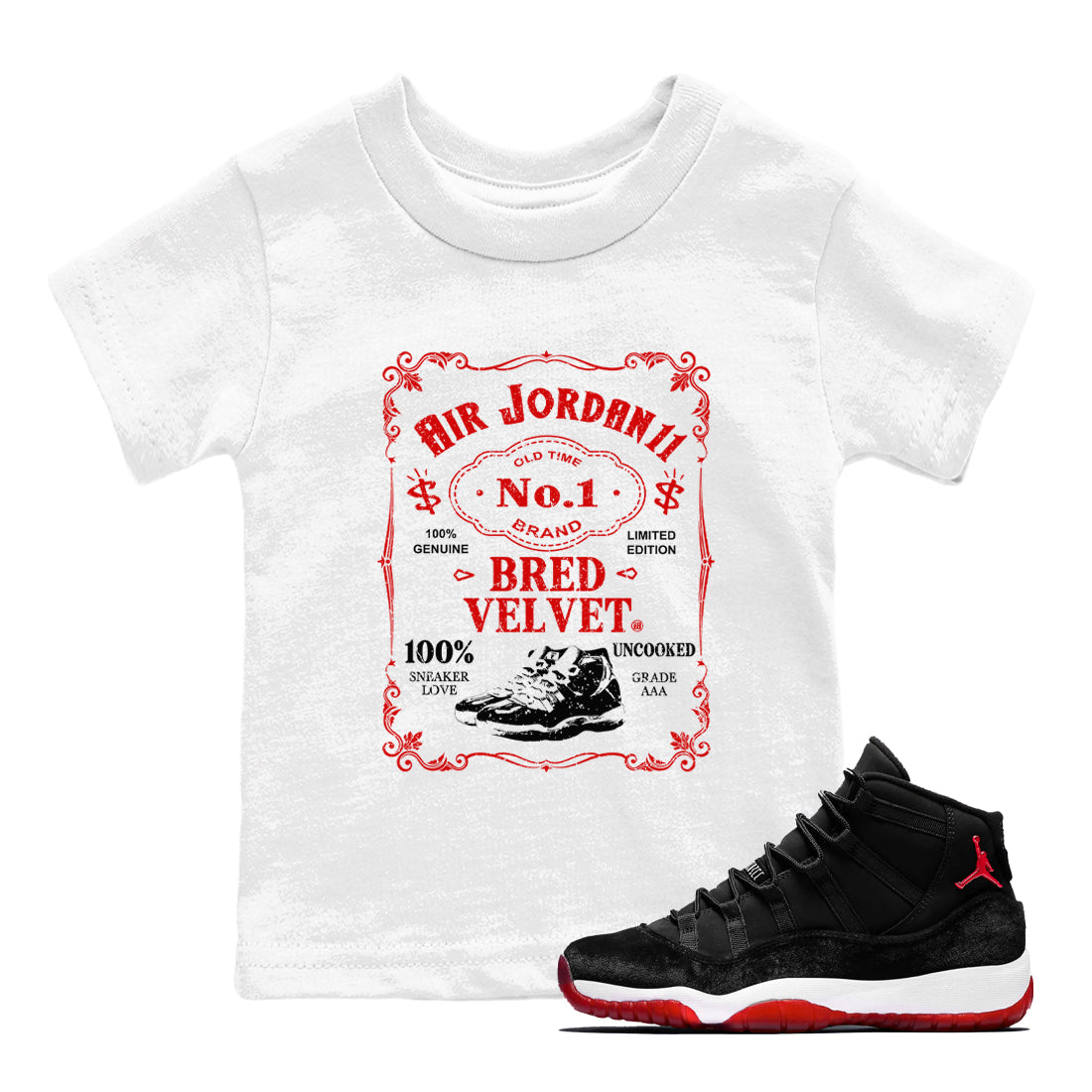 snkmatch Label snkmatch Tees Kids - Air Jordan 11 Bred Velvet