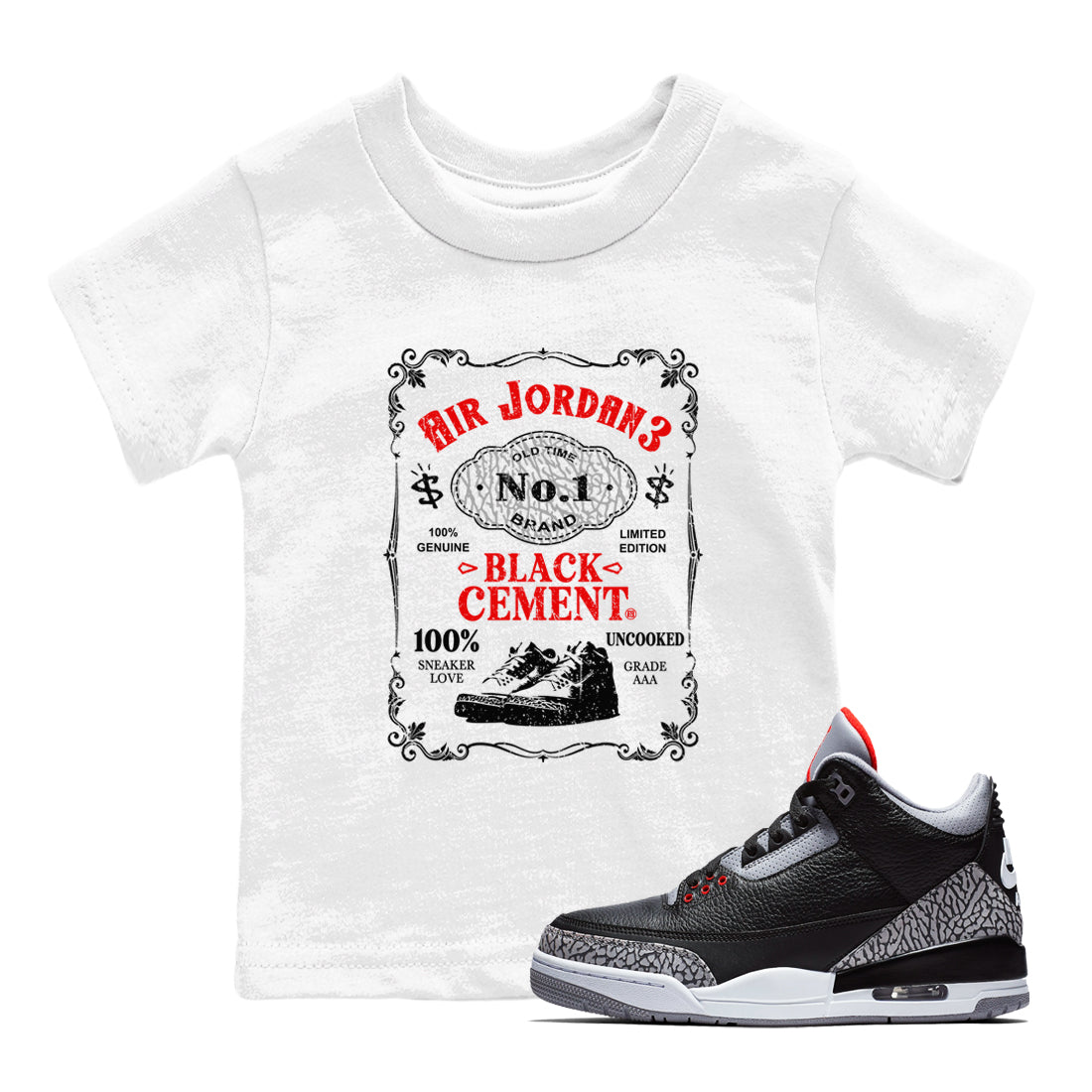 snkmatch Label snkmatch Tees Kids - Air Jordan 3 Black Cement