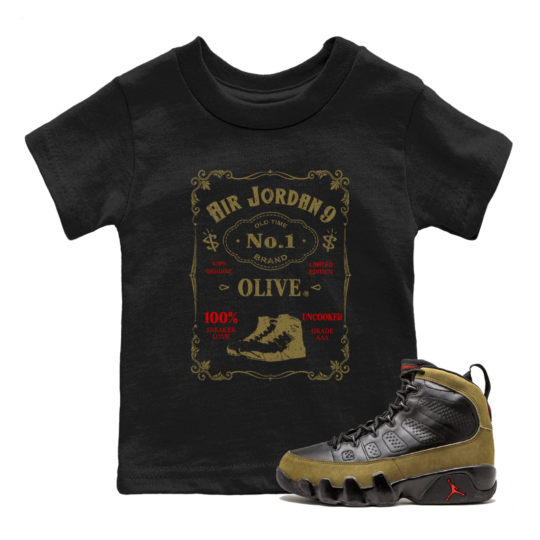 snkmatch Label snkmatch Tees Kids - Air Jordan 9 Olive