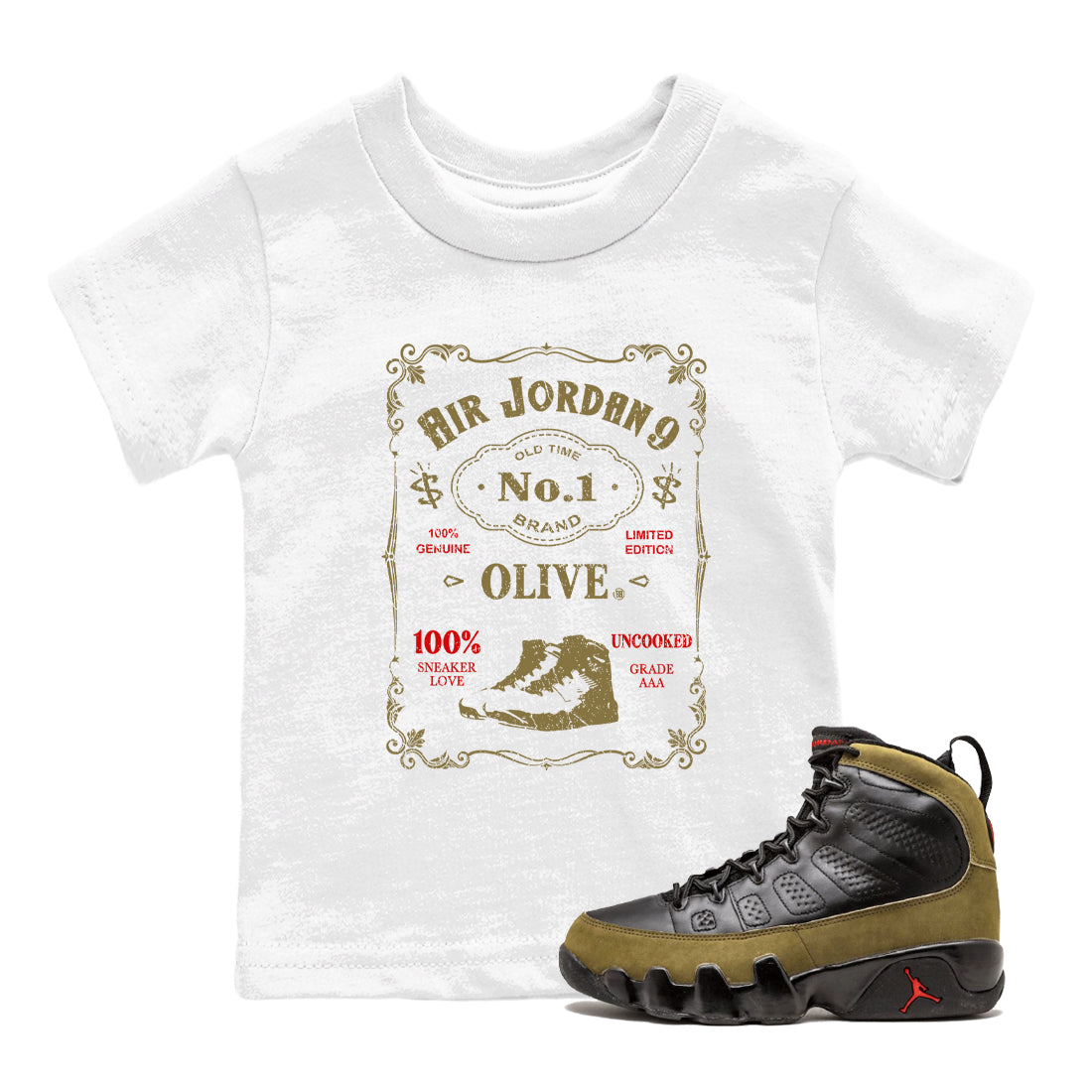 snkmatch Label snkmatch Tees Kids - Air Jordan 9 Olive