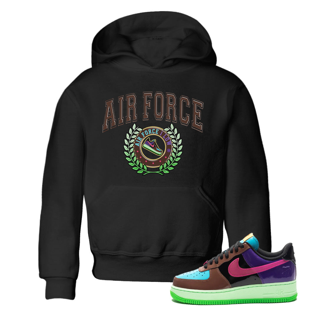 snkmatch Letter Kids Tops - Air Force 1 Undefeated Fauna Brown