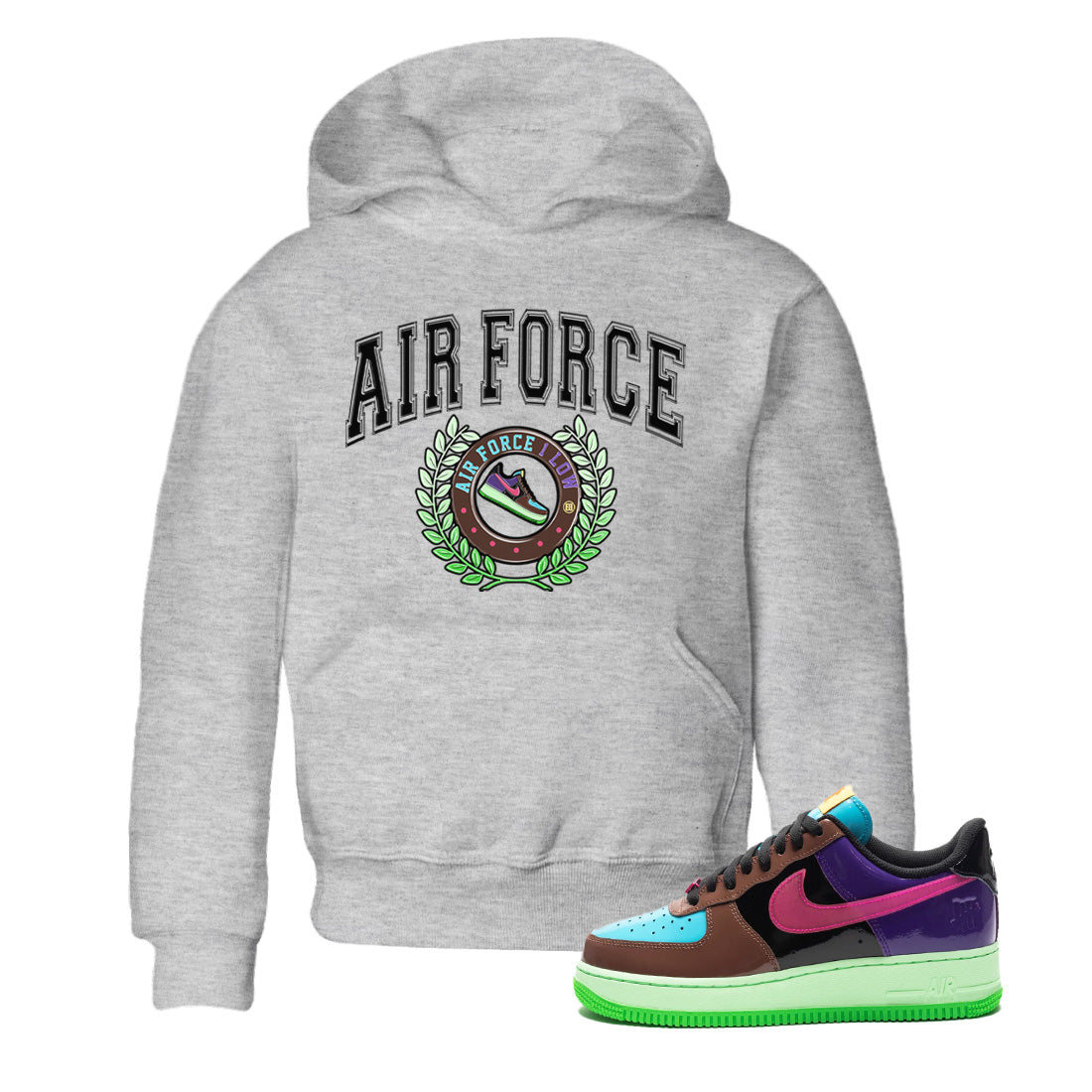 snkmatch Letter Kids Tops - Air Force 1 Undefeated Fauna Brown