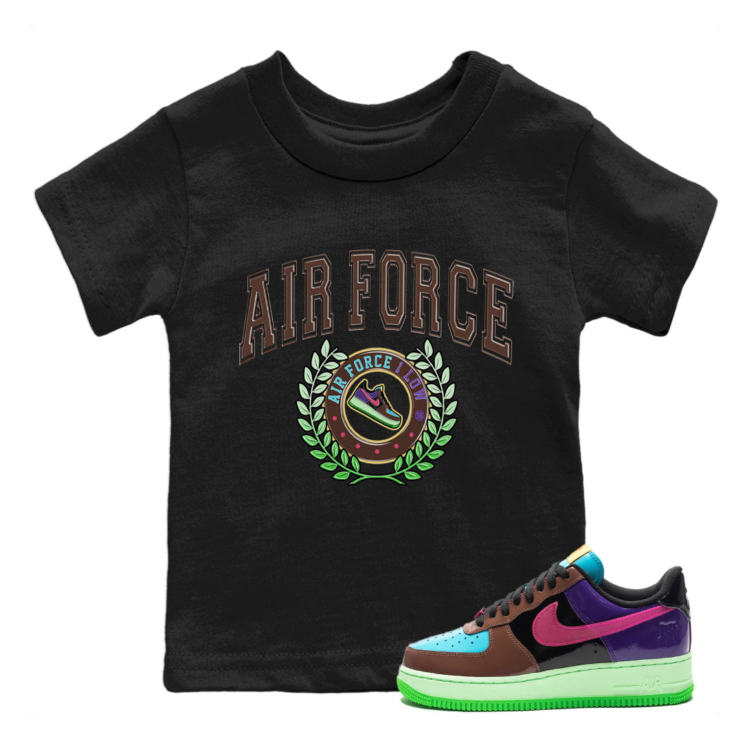 snkmatch Letter Kids Tops - Air Force 1 Undefeated Fauna Brown