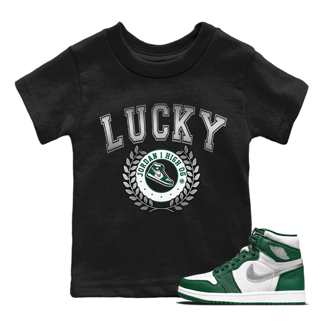 snkmatch Letter Kids Tops - Air Jordan 1 Gorge Green