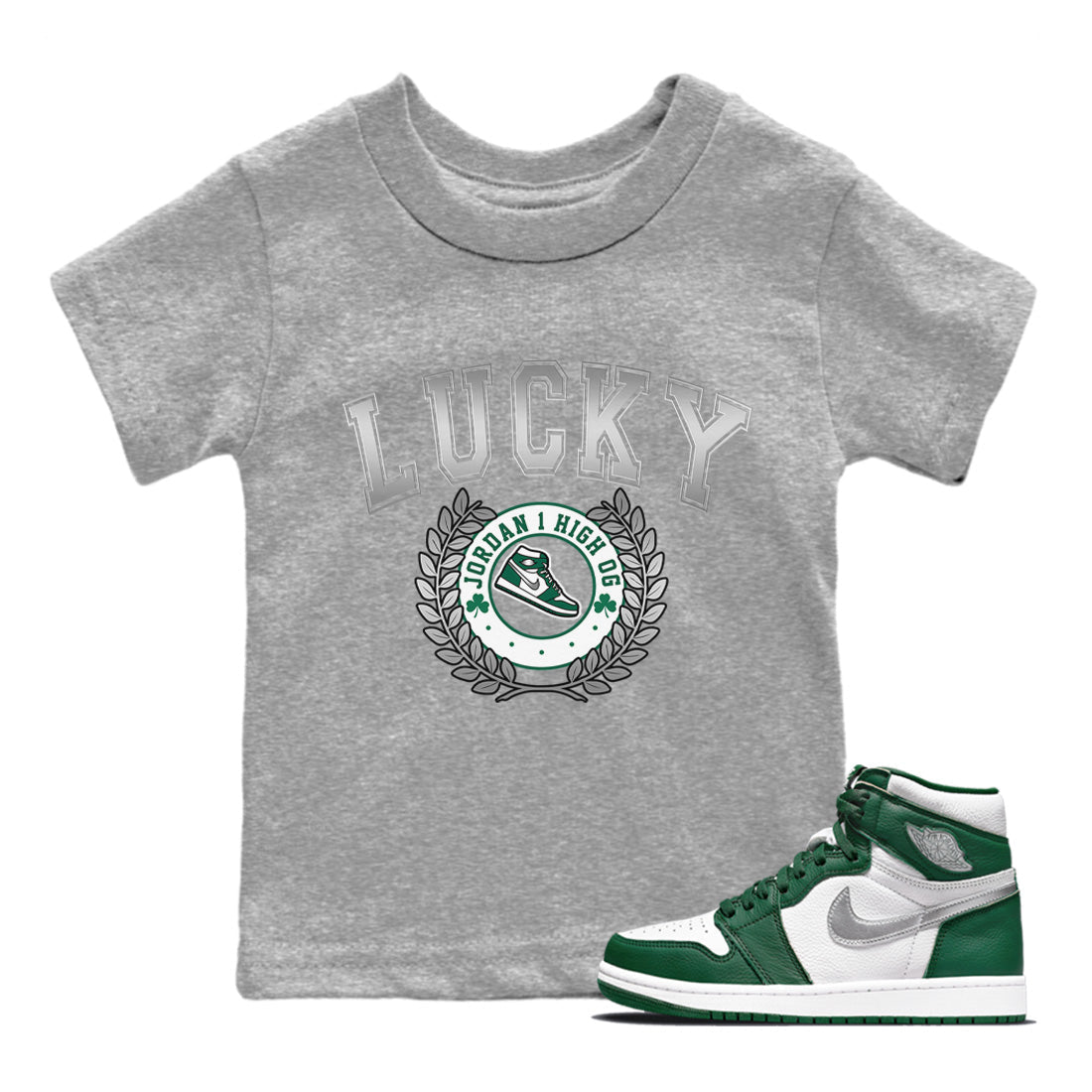 snkmatch Letter Kids Tops - Air Jordan 1 Gorge Green