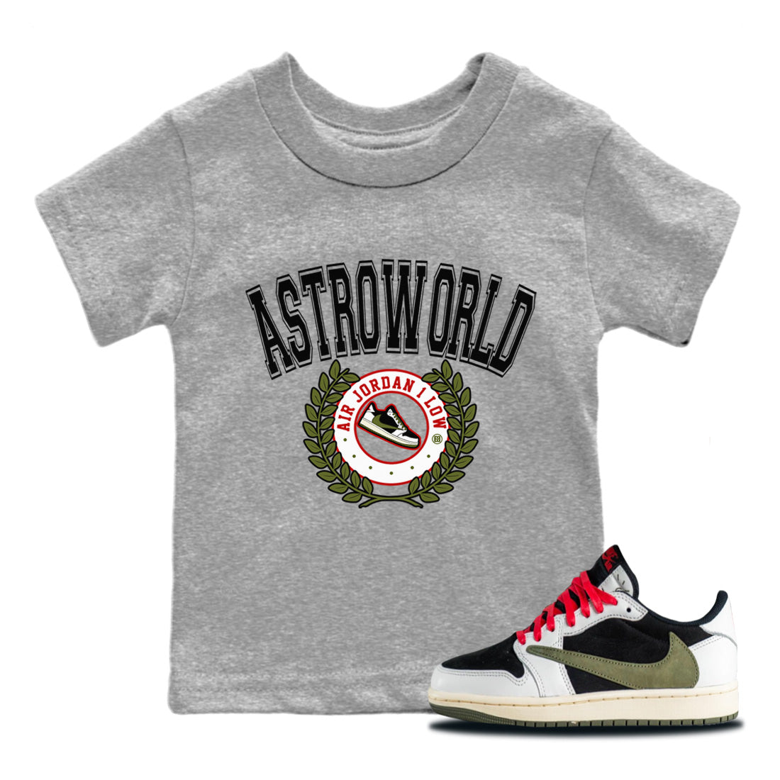snkmatch Letter Kids Tops - Air Jordan 1 Travis Scott Olive