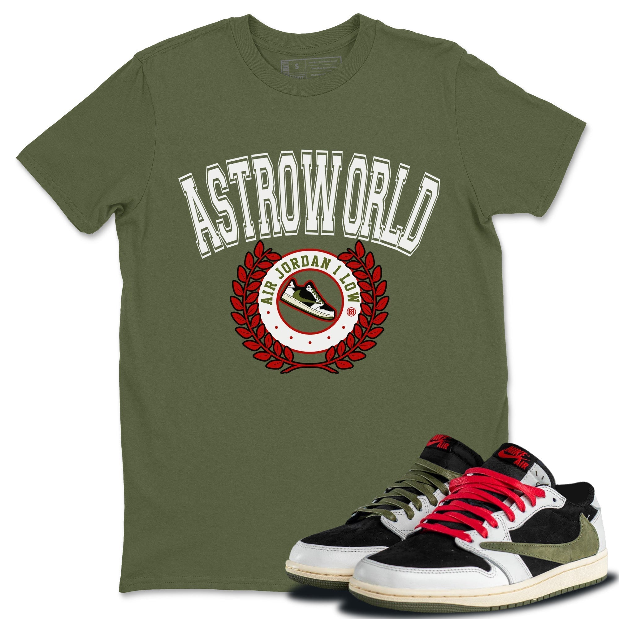 snkmatch Letter Unisex Tops - Air Jordan 1 Travis Scott Olive