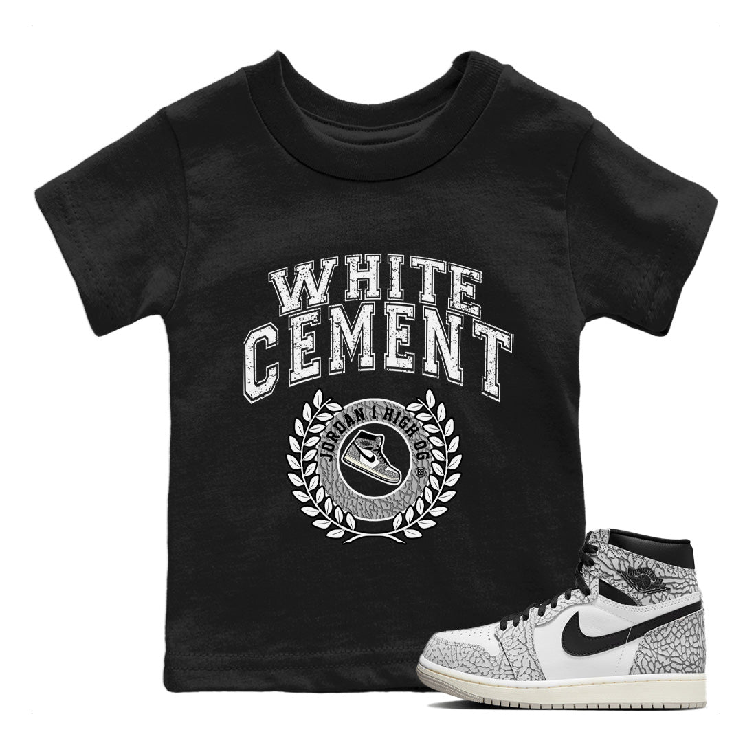 snkmatch Letter Kids Tops - Air Jordan 1 White Cement