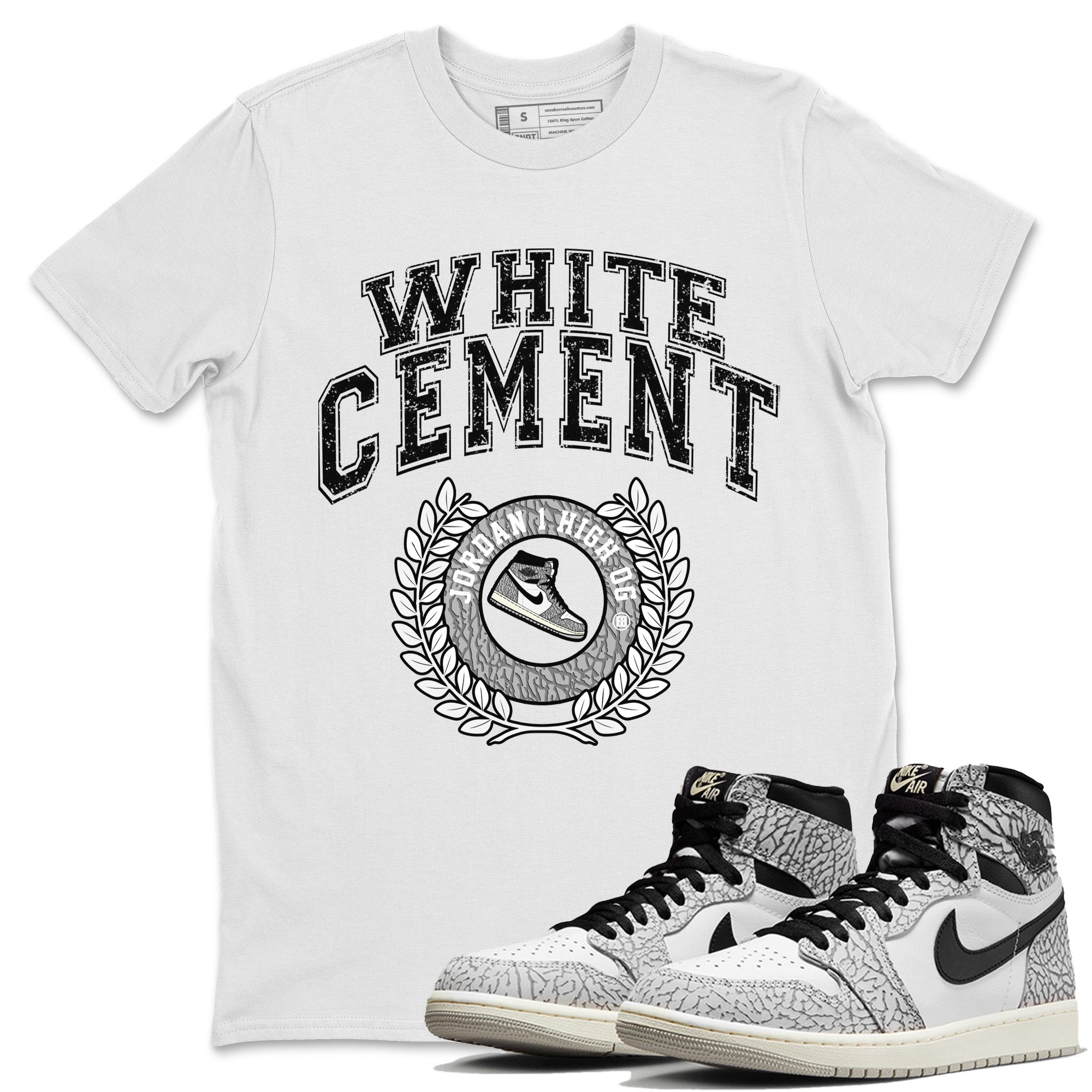 snkmatch Letter Unisex Tops - Air Jordan 1 White Cement