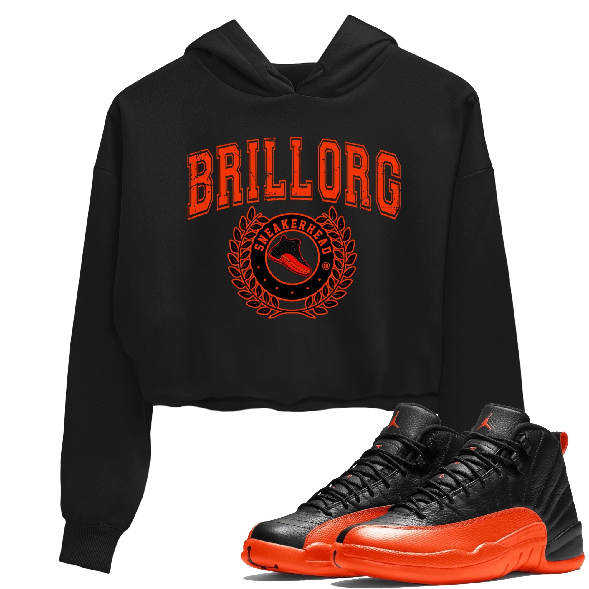 snkmatch Letter Women's Tops - Air Jordan 12 Brilliant Orange