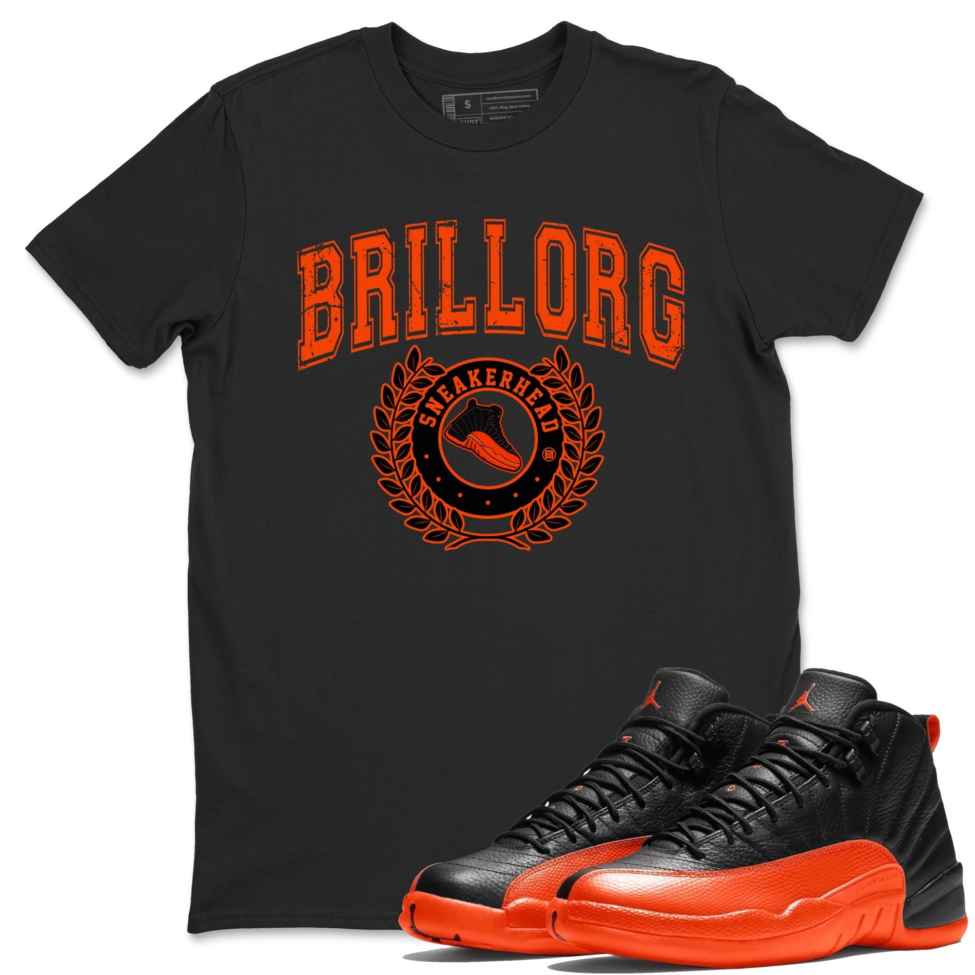 snkmatch Letter Unisex Tops - Air Jordan 12 Brilliant Orange