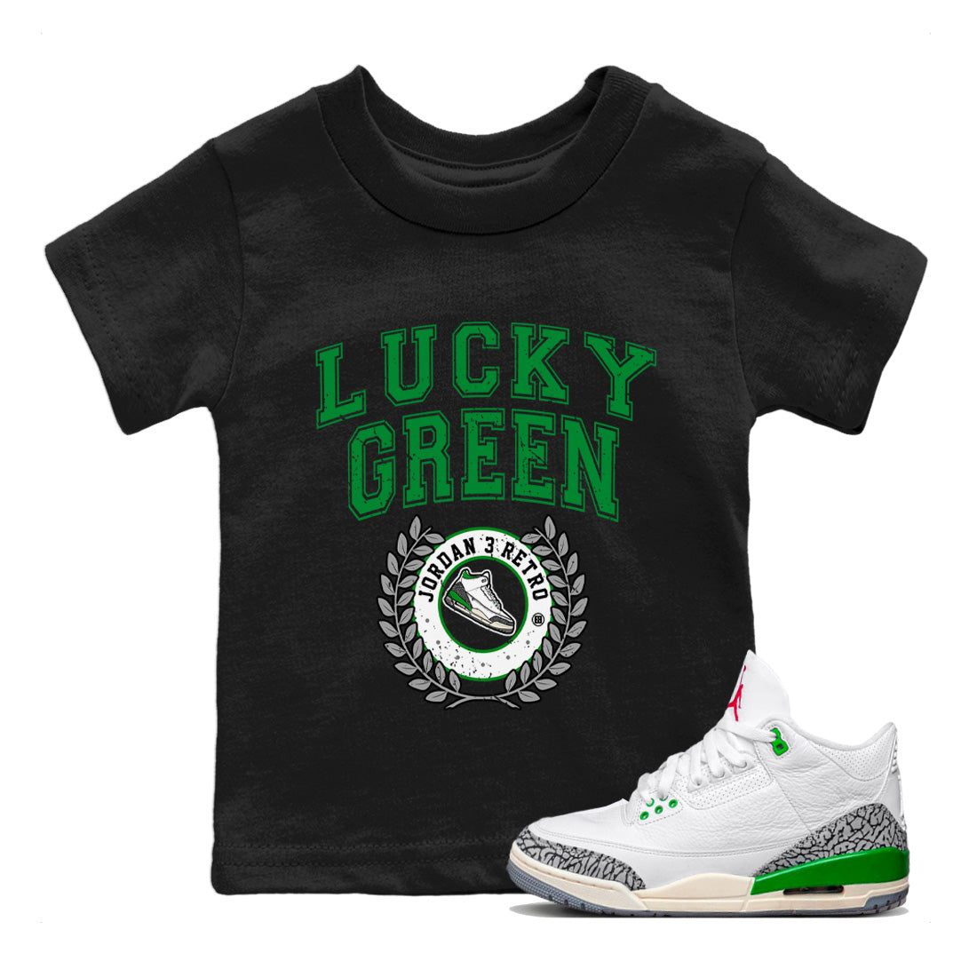 snkmatch Letter Kids Tops - Air Jordan 3 Lucky Green