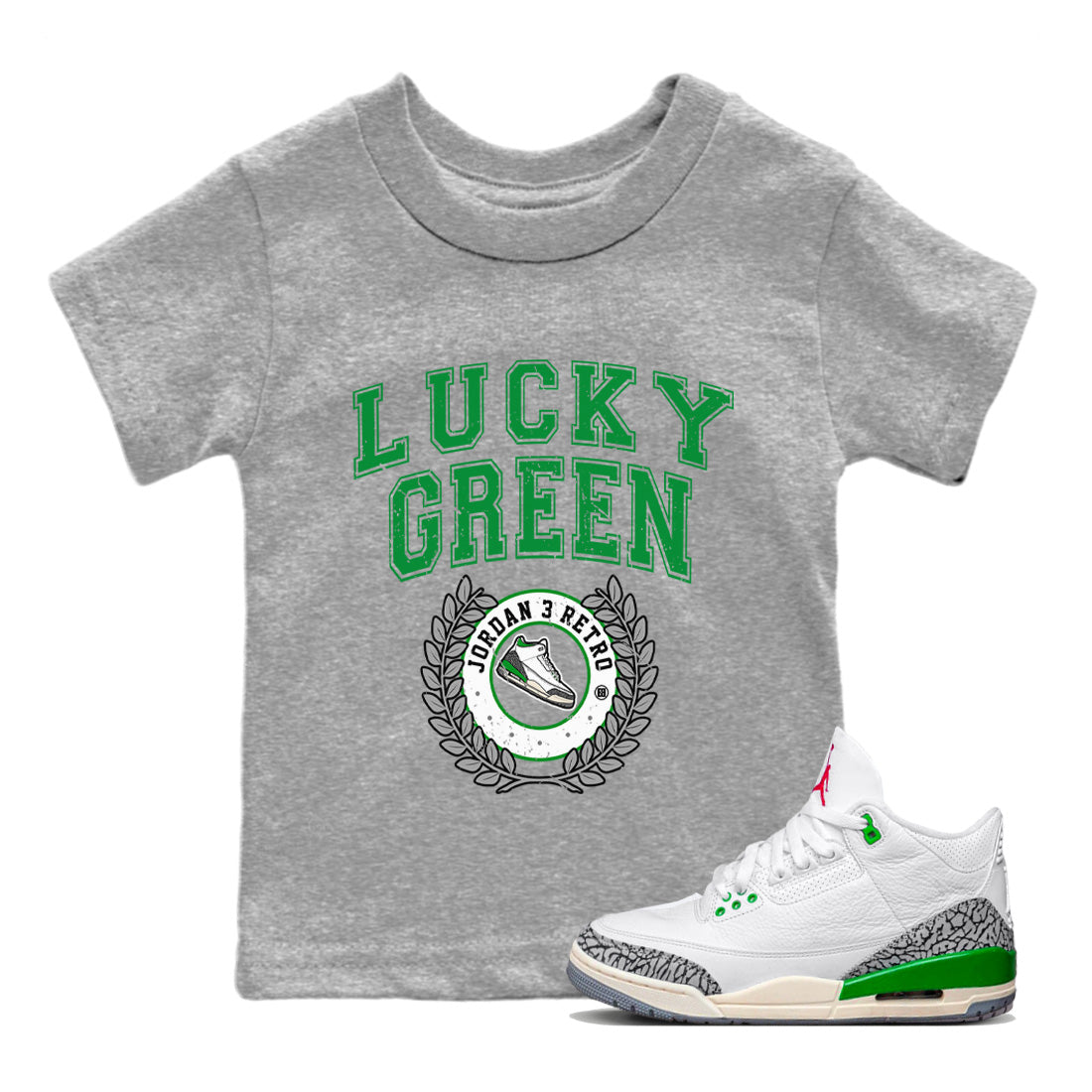 snkmatch Letter Kids Tops - Air Jordan 3 Lucky Green