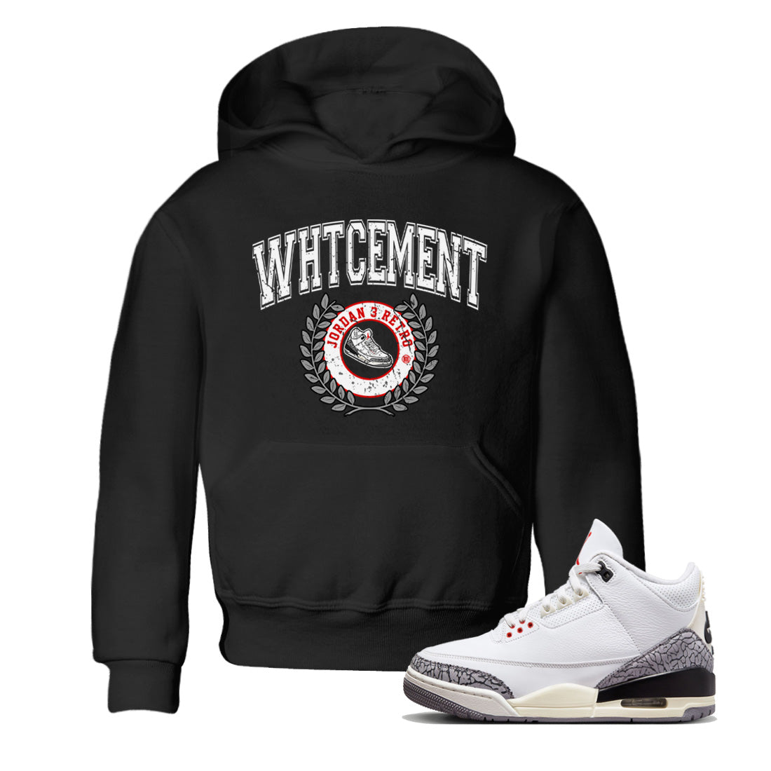 snkmatch Letter Kids Tops - Air Jordan 3 White Cement