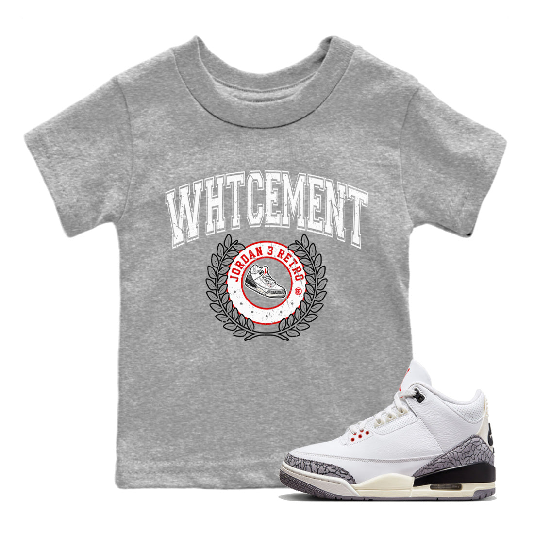 snkmatch Letter Kids Tops - Air Jordan 3 White Cement