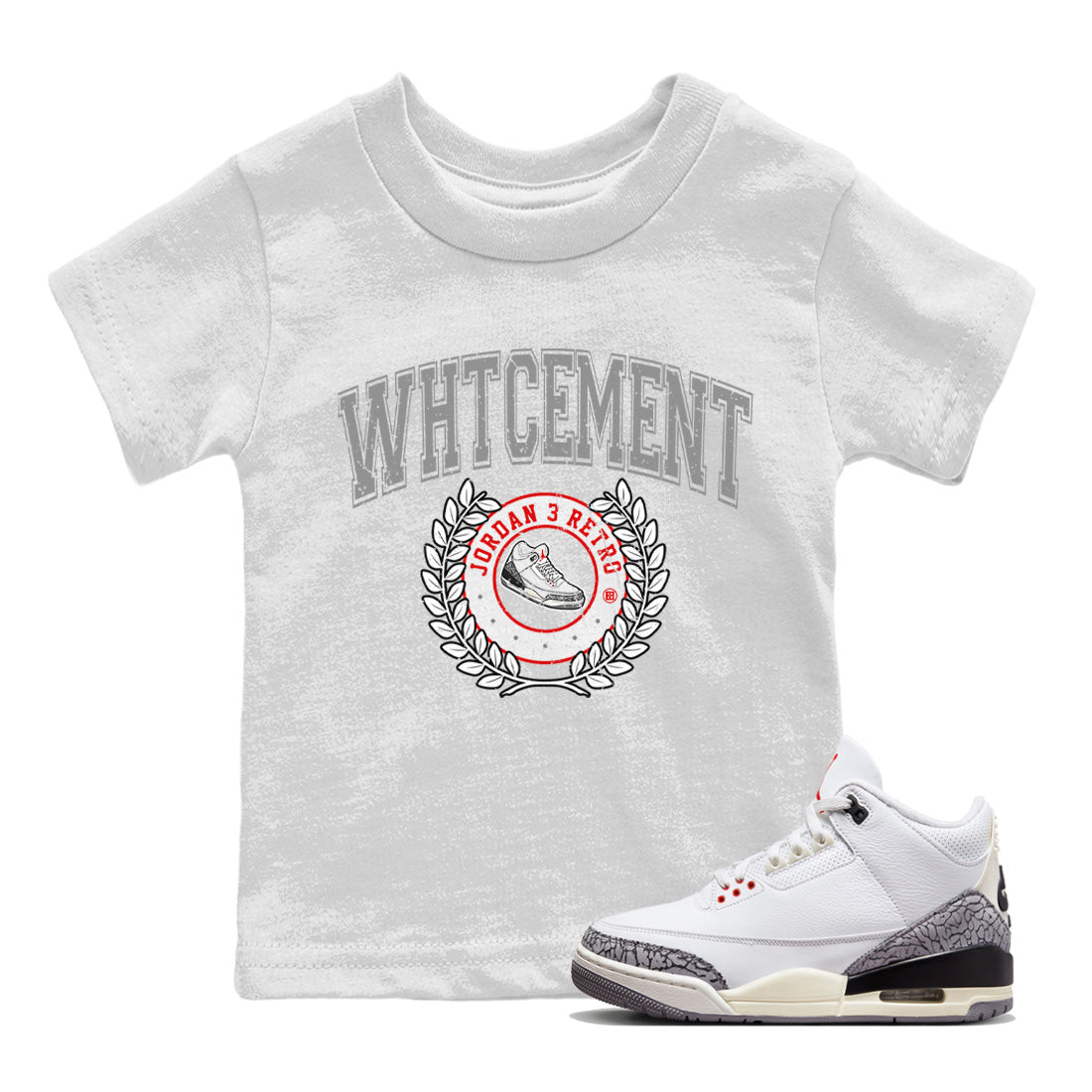 snkmatch Letter Kids Tops - Air Jordan 3 White Cement