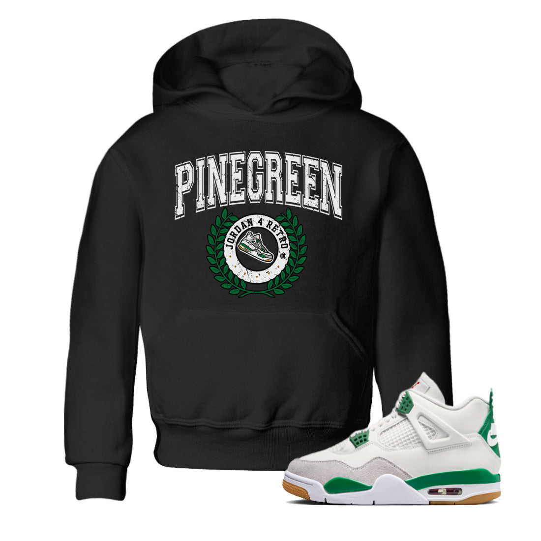 snkmatch Letter Kids Tops - Air Jordan 4 Pine Green